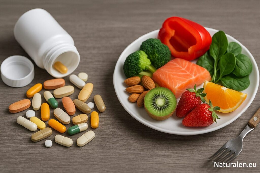 Когато човек се чувства постоянно изморен, събужда се без сили или боледува по-често, най-логичното, което вижда по рафтовете, са „витамини за имунитет“, „витамини за енергия“, „мултивитамини за възрастни“, „витамини за отпадналост и умора“. Обещанията са подобни – по-силен организъм, по-малко настинки, повече тонус. Зад различните опаковки обаче стоят едни и същи основни вещества: витамин C, витамин D, витамини от група B, цинк, селен, желязо и магнезий. Разликата е как са комбинирани, в какви дози и дали ще ги вземеш като таблетки или през чинията.